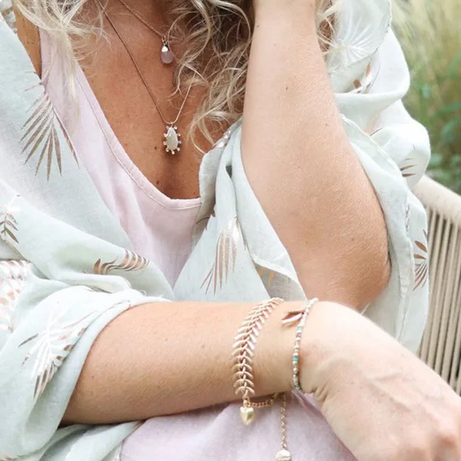Palm Print Scarf | Washed Green with Gold Foil