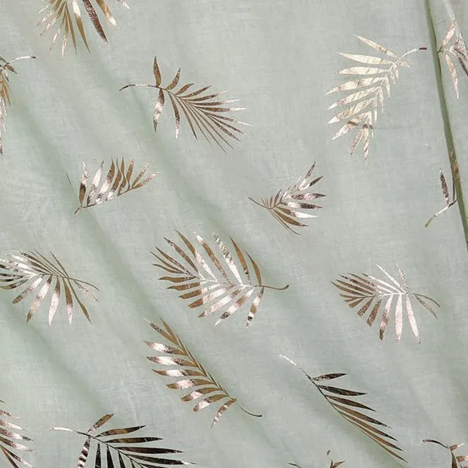 Palm Print Scarf | Washed Green with Gold Foil