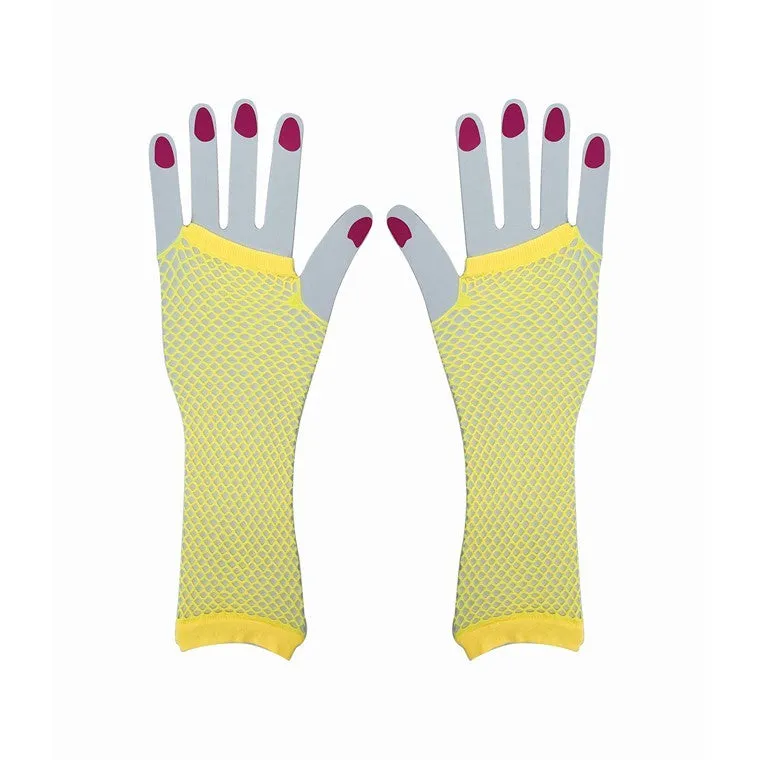 Party Fishnet Gloves, Yellow
