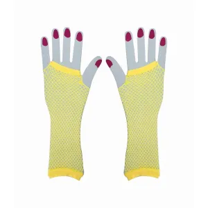 Party Fishnet Gloves, Yellow