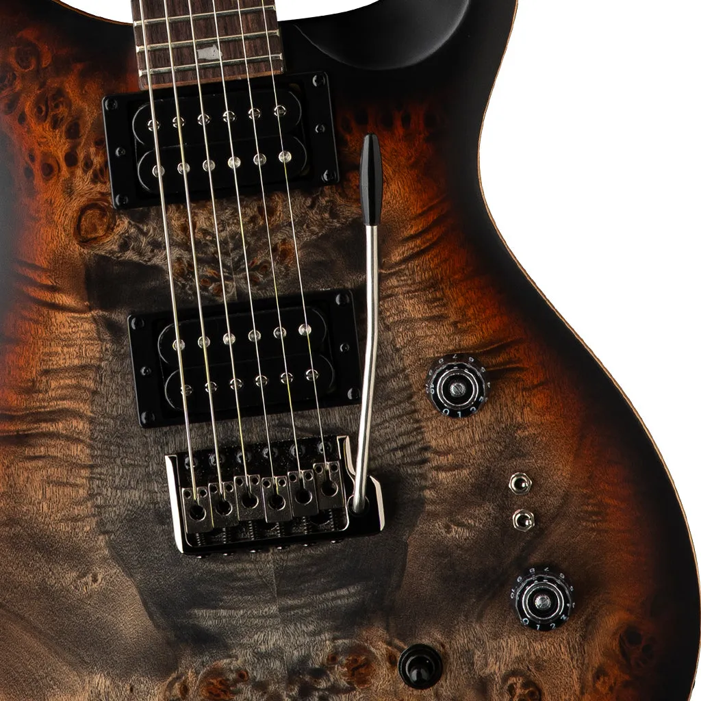 PRS SE Exotic Veneer Limited Edition Custom 24-08 Poplar Burl - Charcoal Cherry Midnight Burst