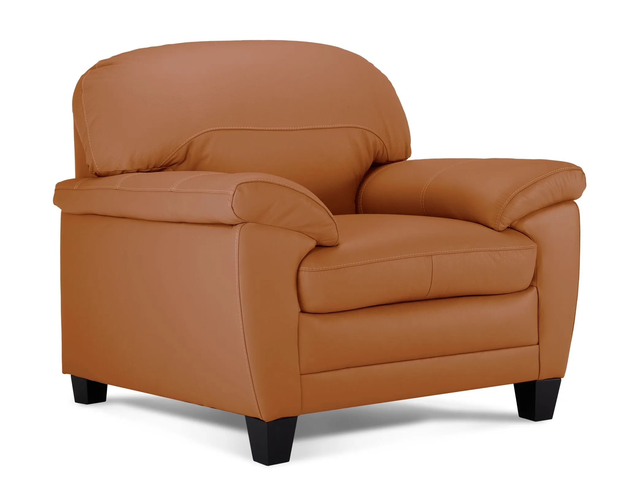 Raphael Leather Sofa, Loveseat and Chair Set- Saddle