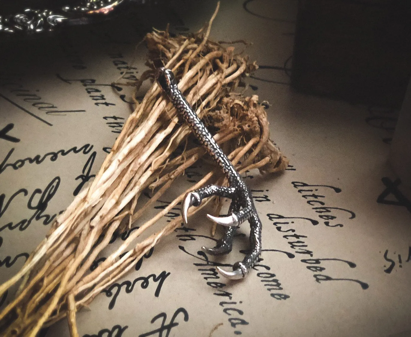 Raven's Claw Sterling Silver Talisman - Bird Foot Amulet Pendant