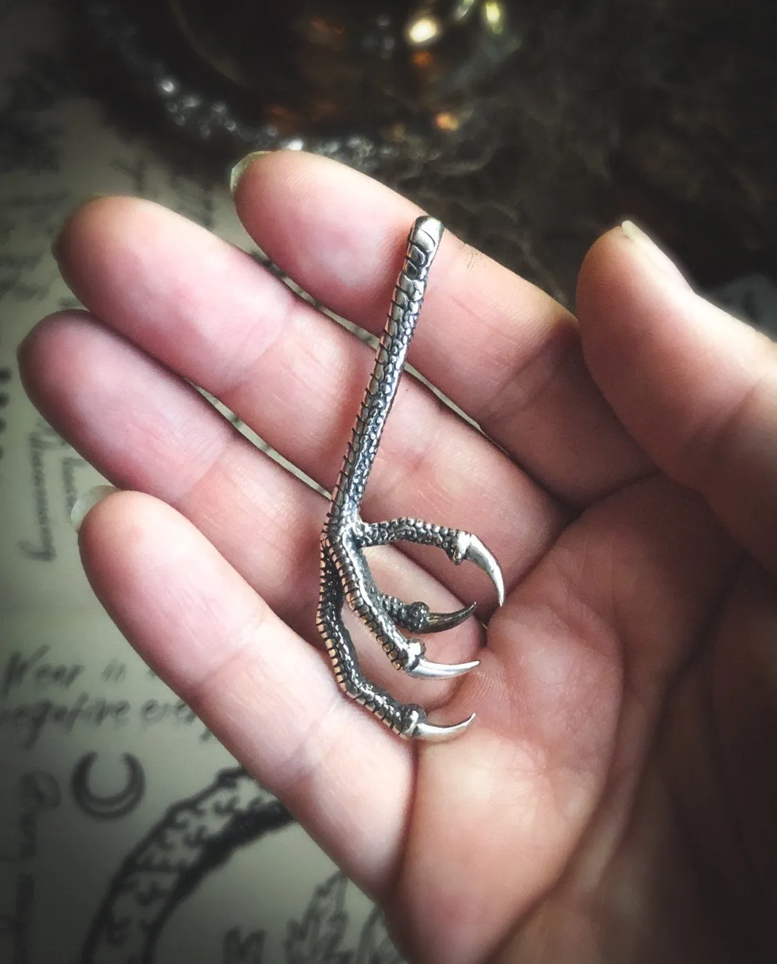 Raven's Claw Sterling Silver Talisman - Bird Foot Amulet Pendant