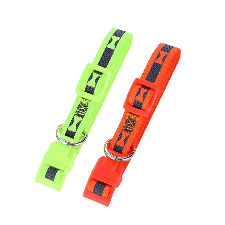 Reflective Collar w/ Bone Print, Small, 2 Asstd Colours