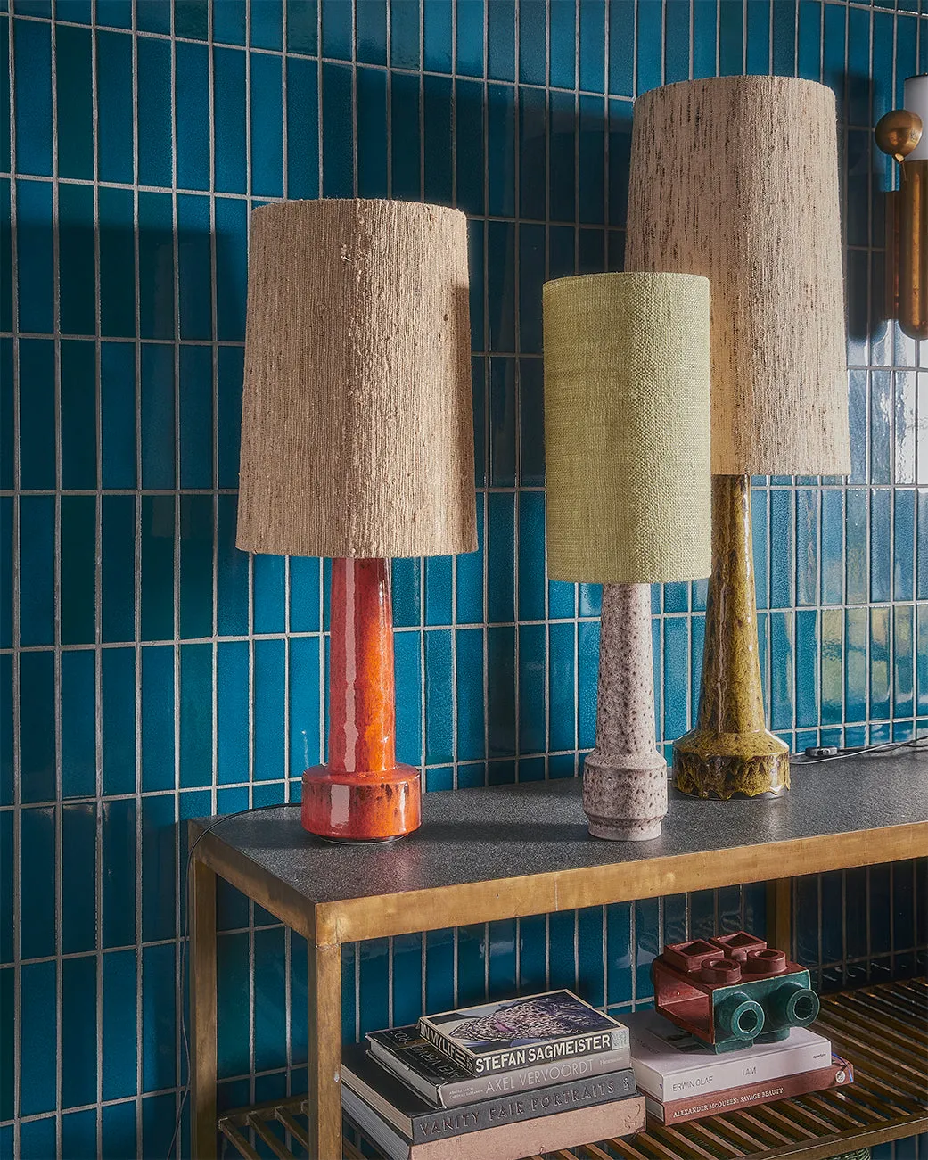 Retro Stoneware Lamp Base - Mustard