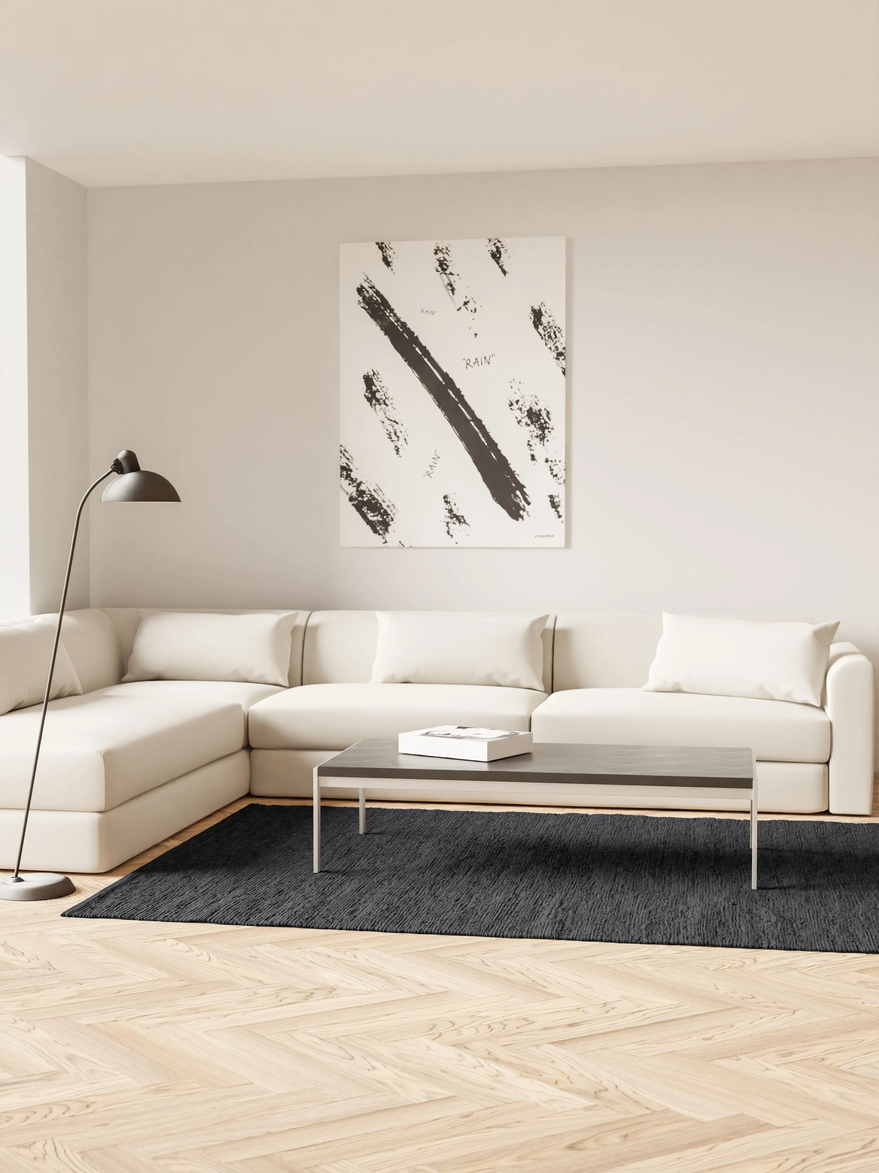 Rug Solid Cotton Rug 60 X 90 Cm, Charcoal