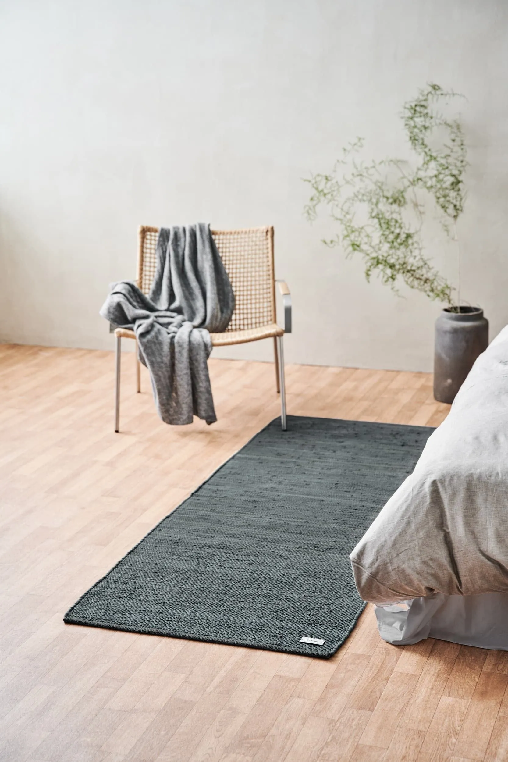Rug Solid Cotton Rug 60 X 90 Cm, Steel Grey