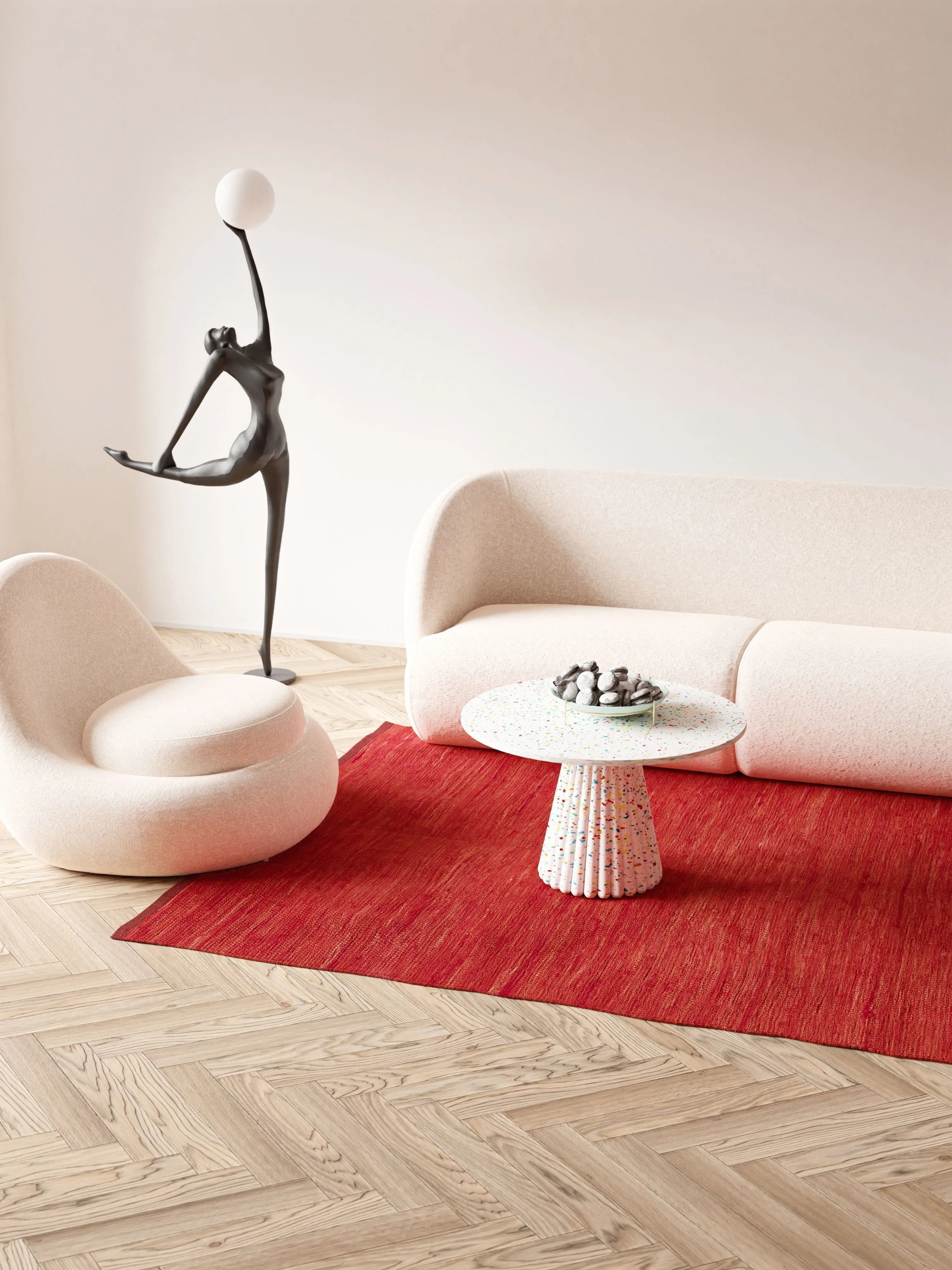 Rug Solid Cotton Rug 75 X 300 Cm, Strawberry