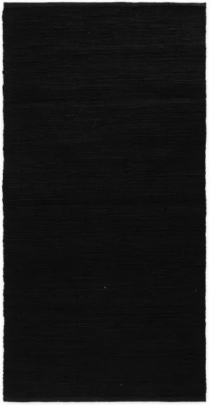 Rug Solid Cotton Rug Black, 170 X 240 Cm