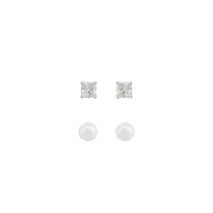 Saga Earring Set | Silver Plated with CZ & Freshwater Pearl