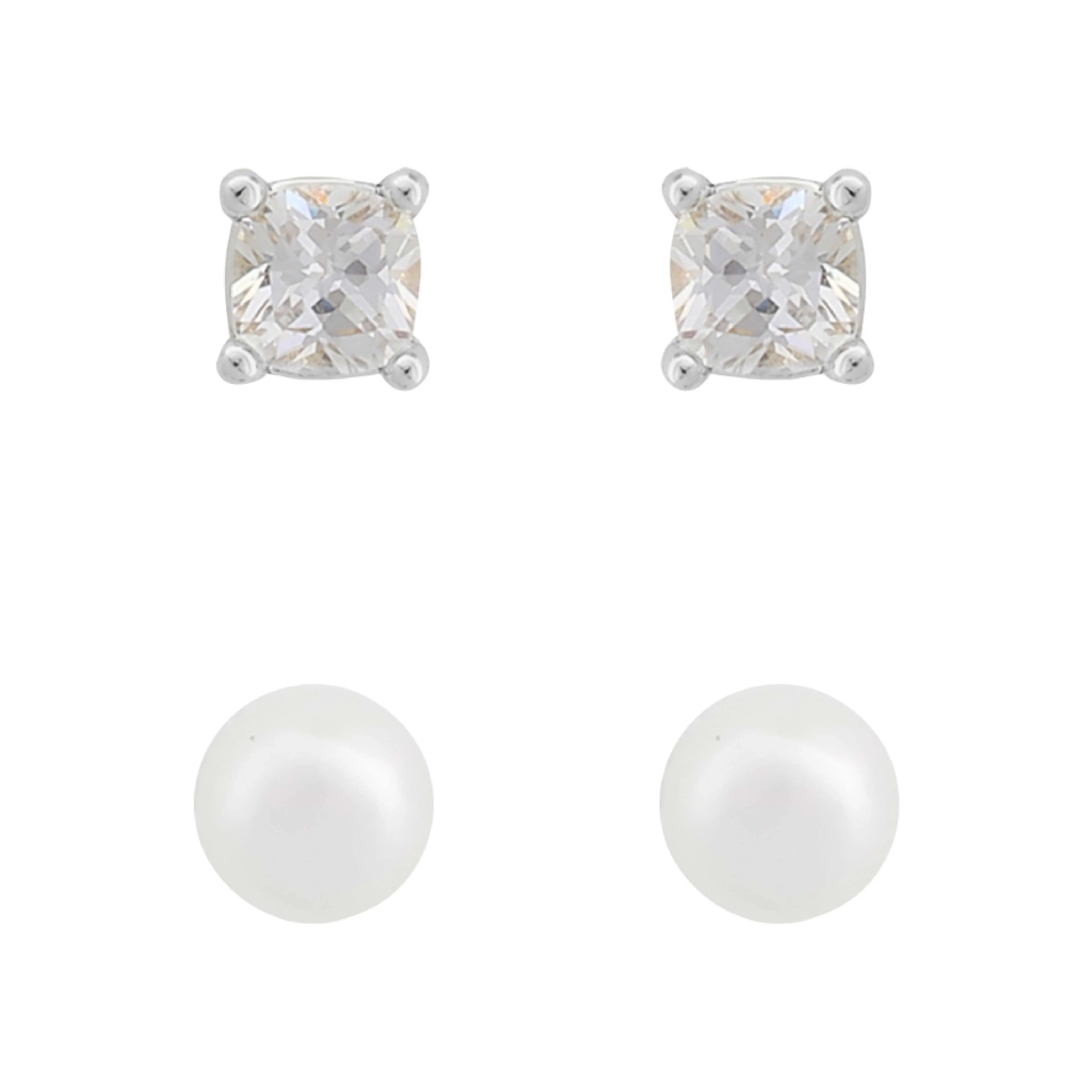 Saga Earring Set | Silver Plated with CZ & Freshwater Pearl