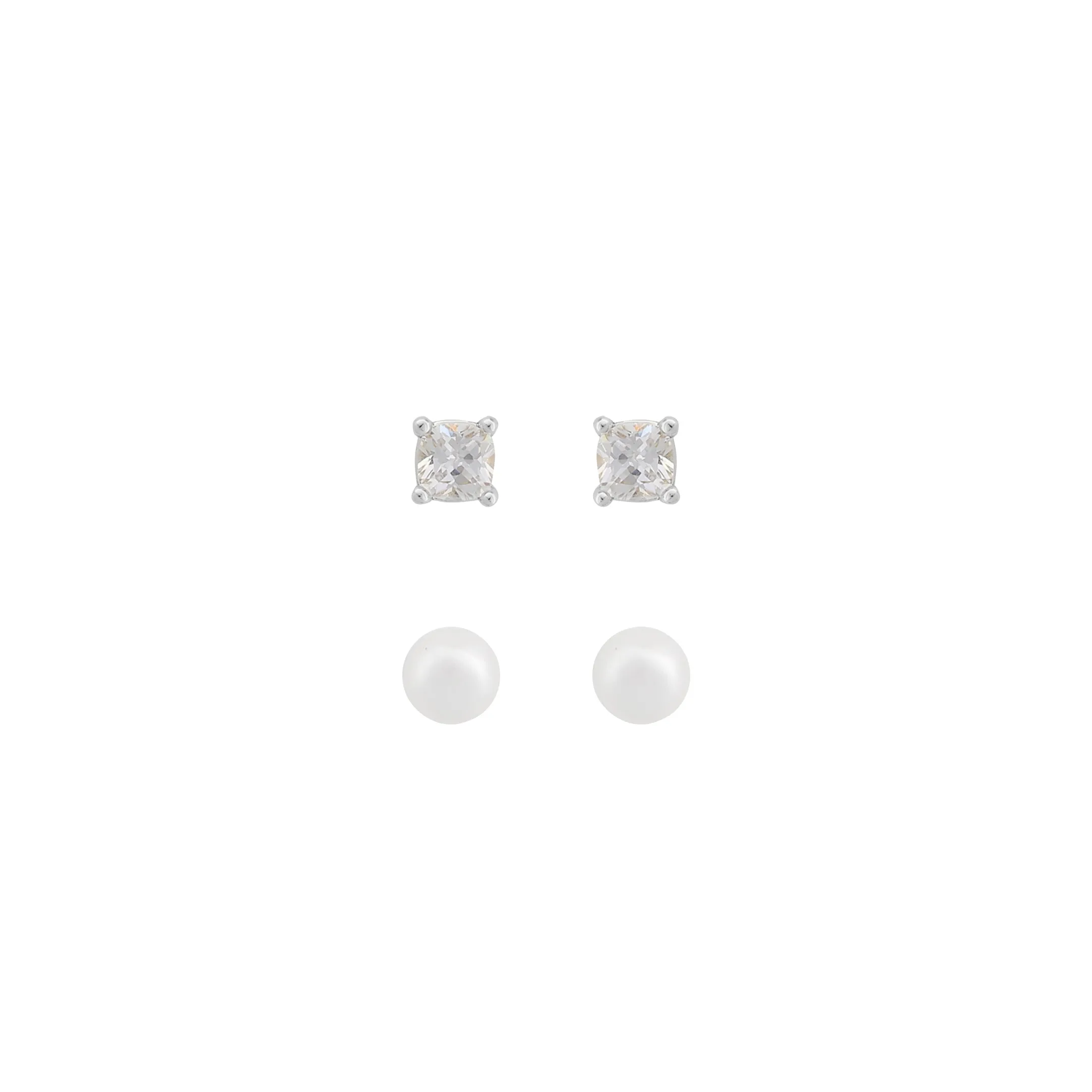 Saga Earring Set | Silver Plated with CZ & Freshwater Pearl