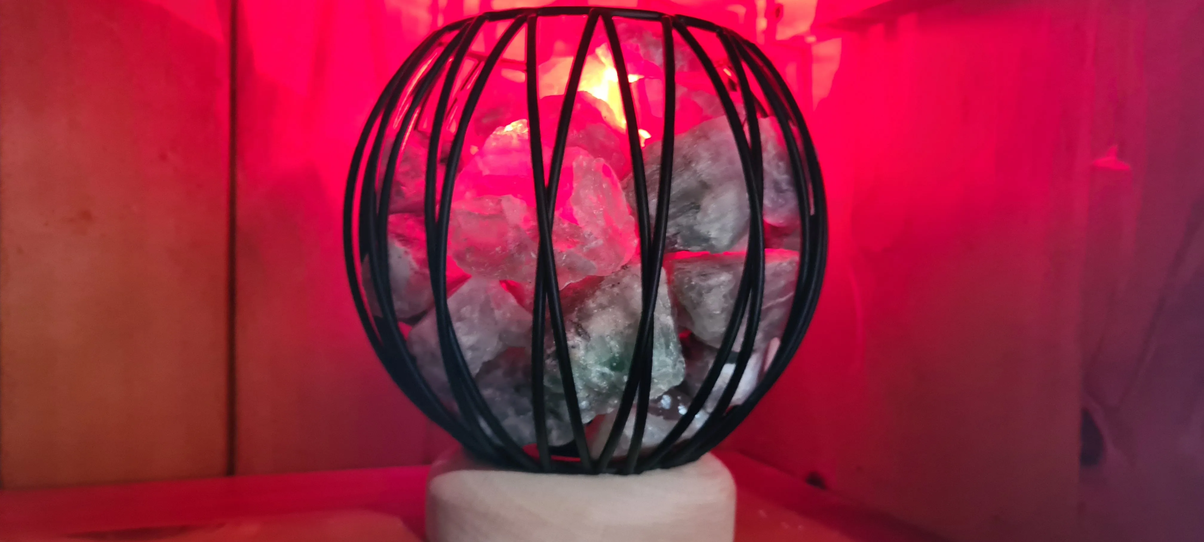 Sale💥COLOUR CHANGING GREEN FLOURITE  CRYSTAL  CAGE LAMP( balance)