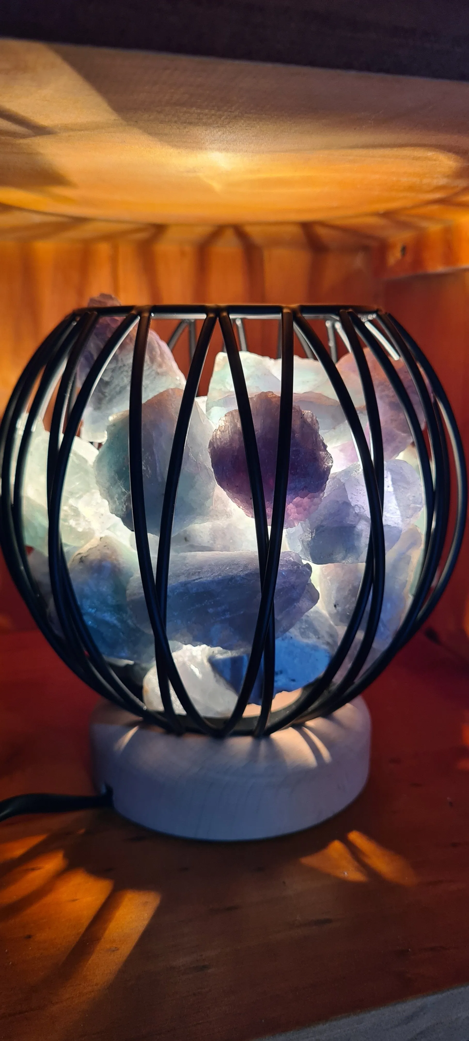 Sale💥COLOUR CHANGING GREEN FLOURITE  CRYSTAL  CAGE LAMP( balance)