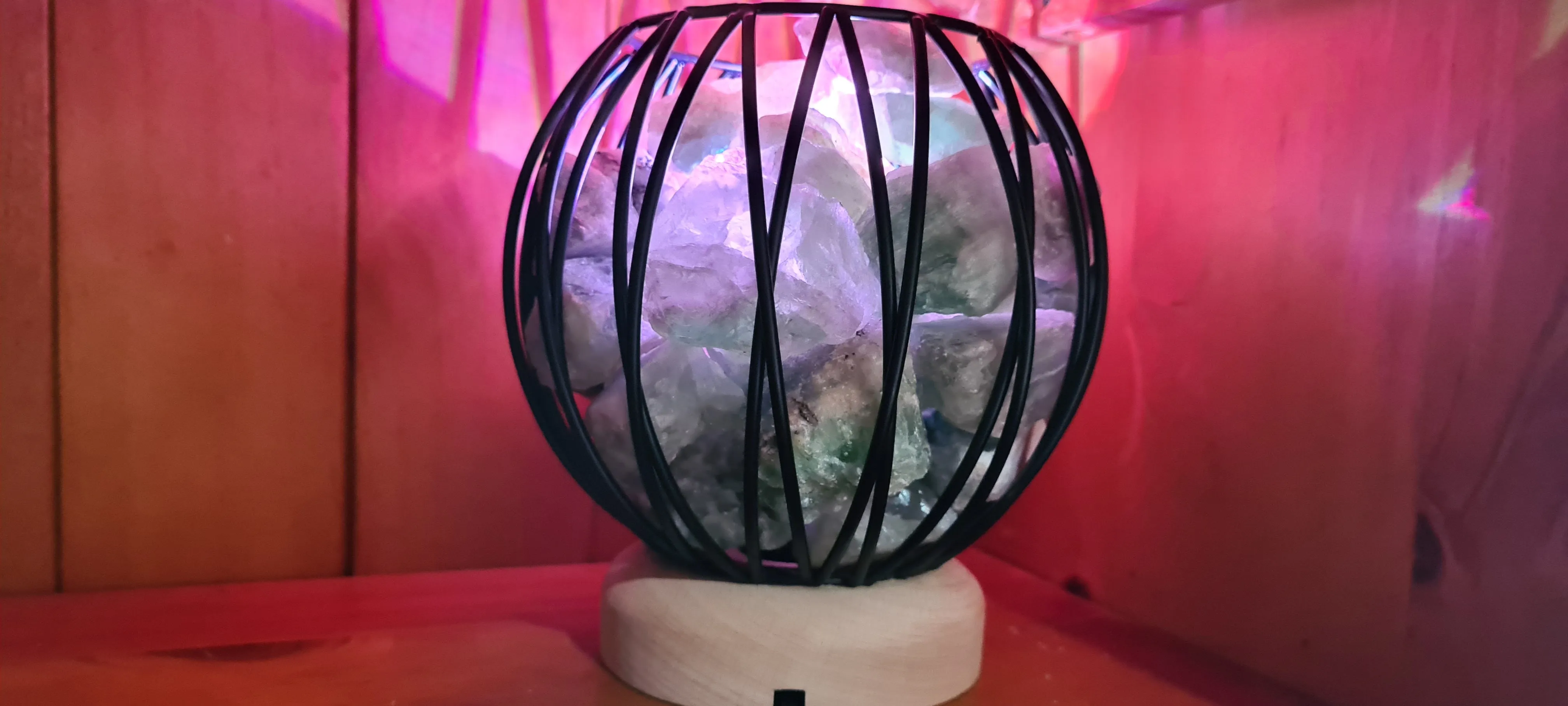 Sale💥COLOUR CHANGING GREEN FLOURITE  CRYSTAL  CAGE LAMP( balance)