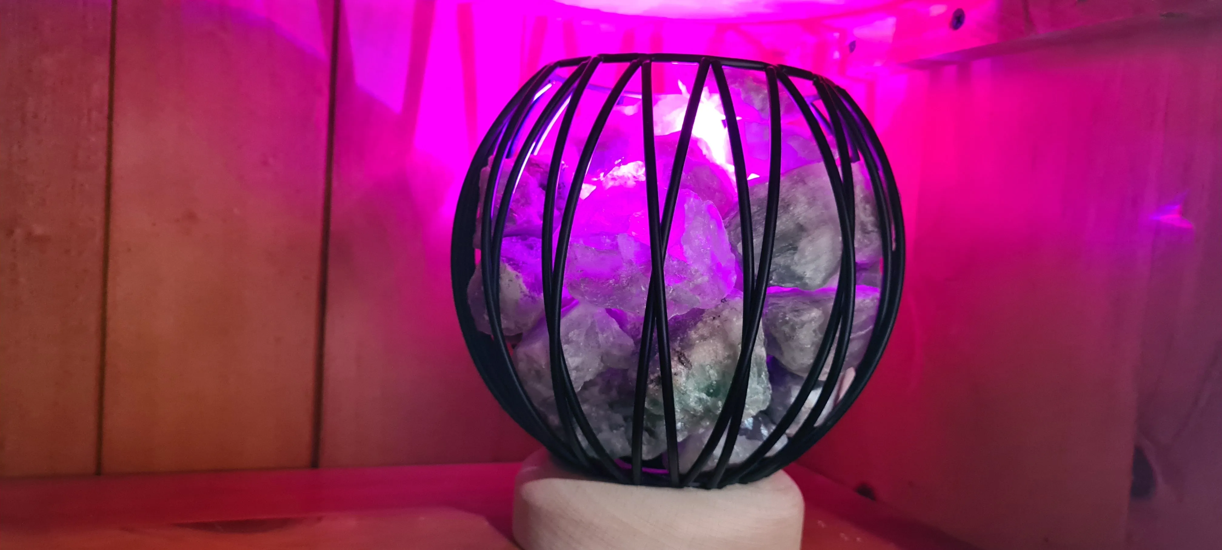 Sale💥COLOUR CHANGING GREEN FLOURITE  CRYSTAL  CAGE LAMP( balance)