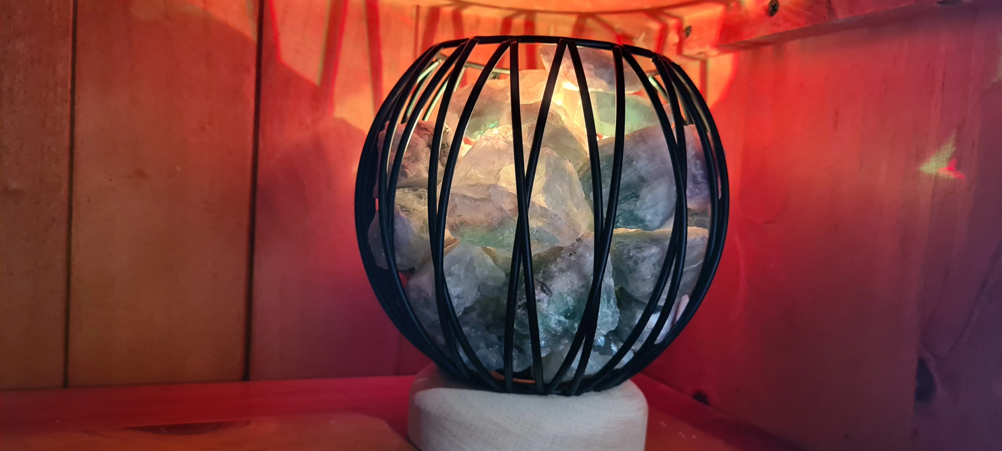 Sale💥COLOUR CHANGING GREEN FLOURITE  CRYSTAL  CAGE LAMP( balance)