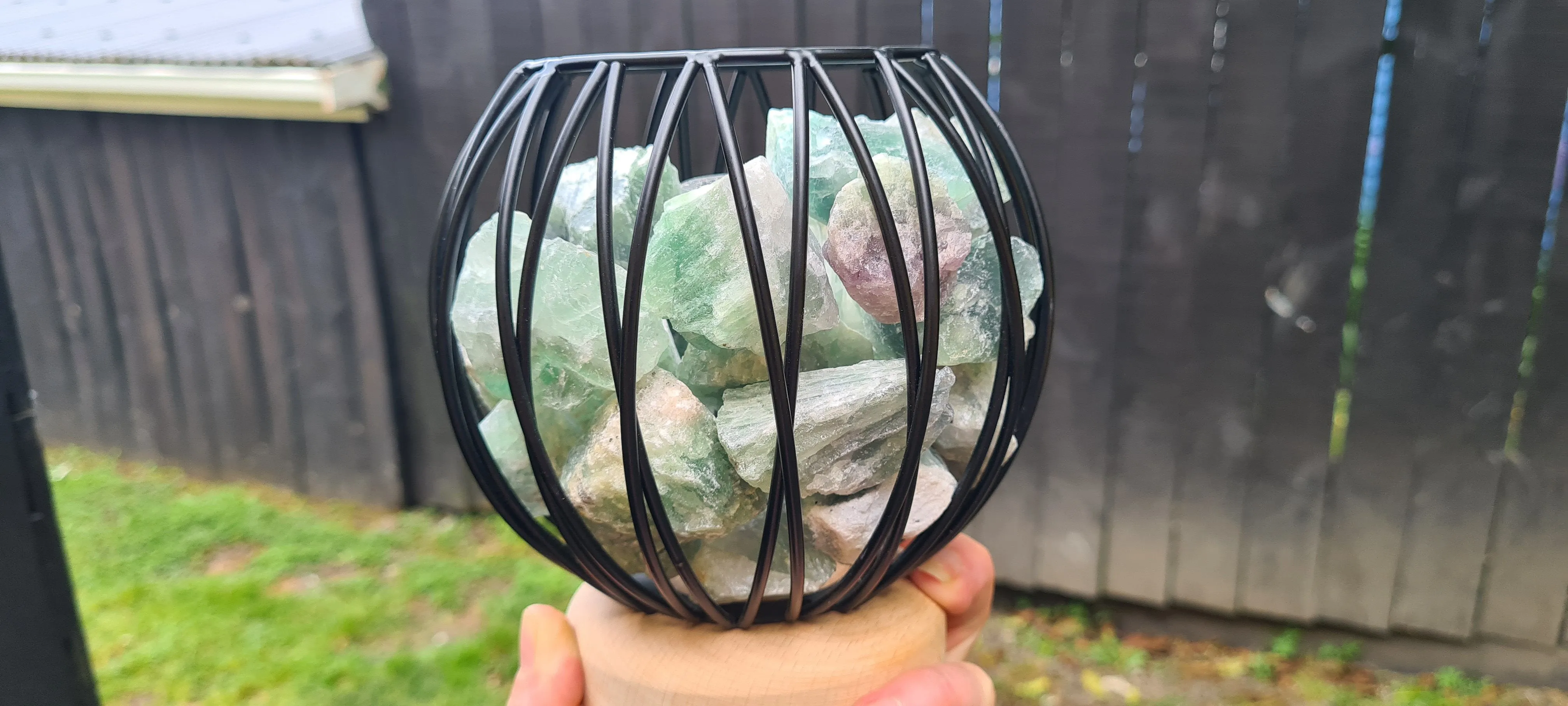 Sale💥COLOUR CHANGING GREEN FLOURITE  CRYSTAL  CAGE LAMP( balance)