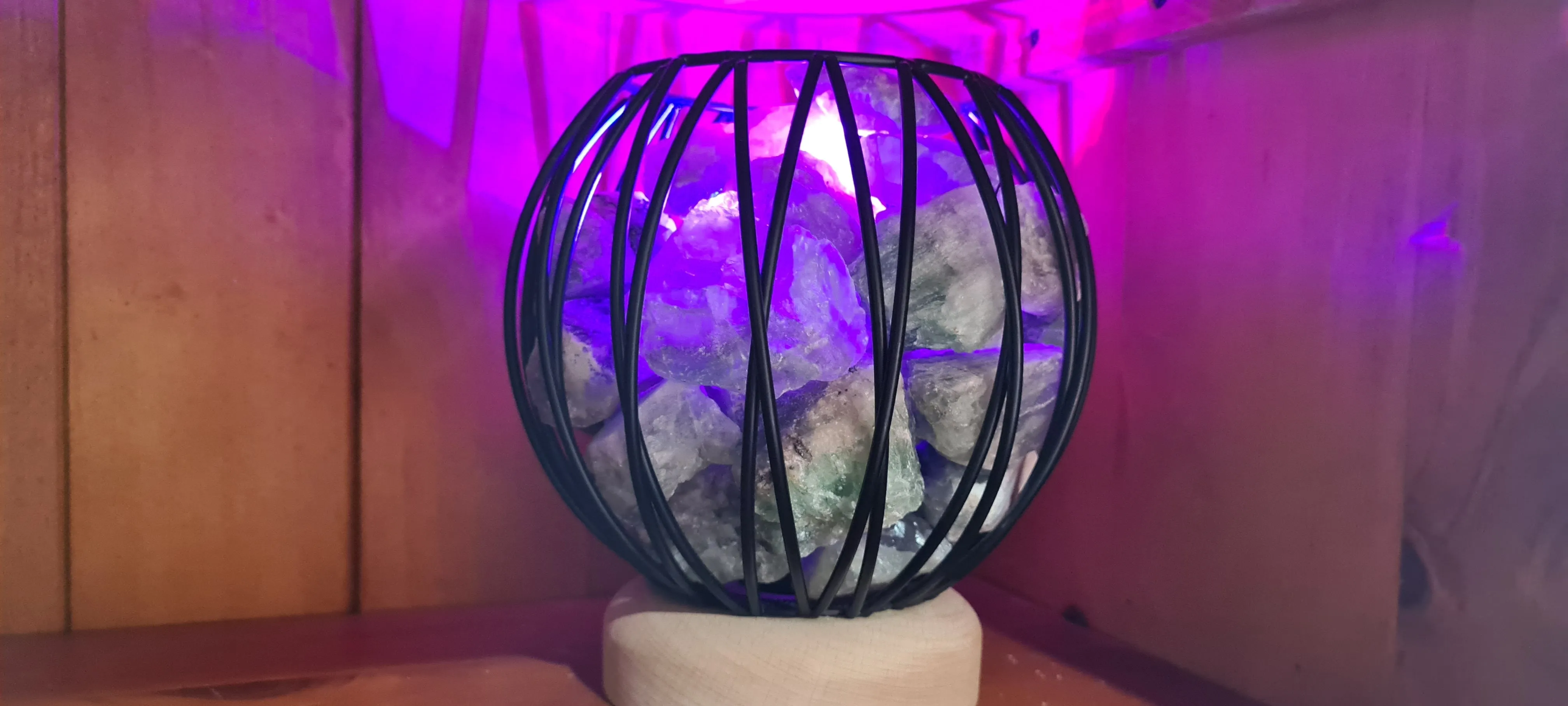 Sale💥COLOUR CHANGING GREEN FLOURITE  CRYSTAL  CAGE LAMP( balance)