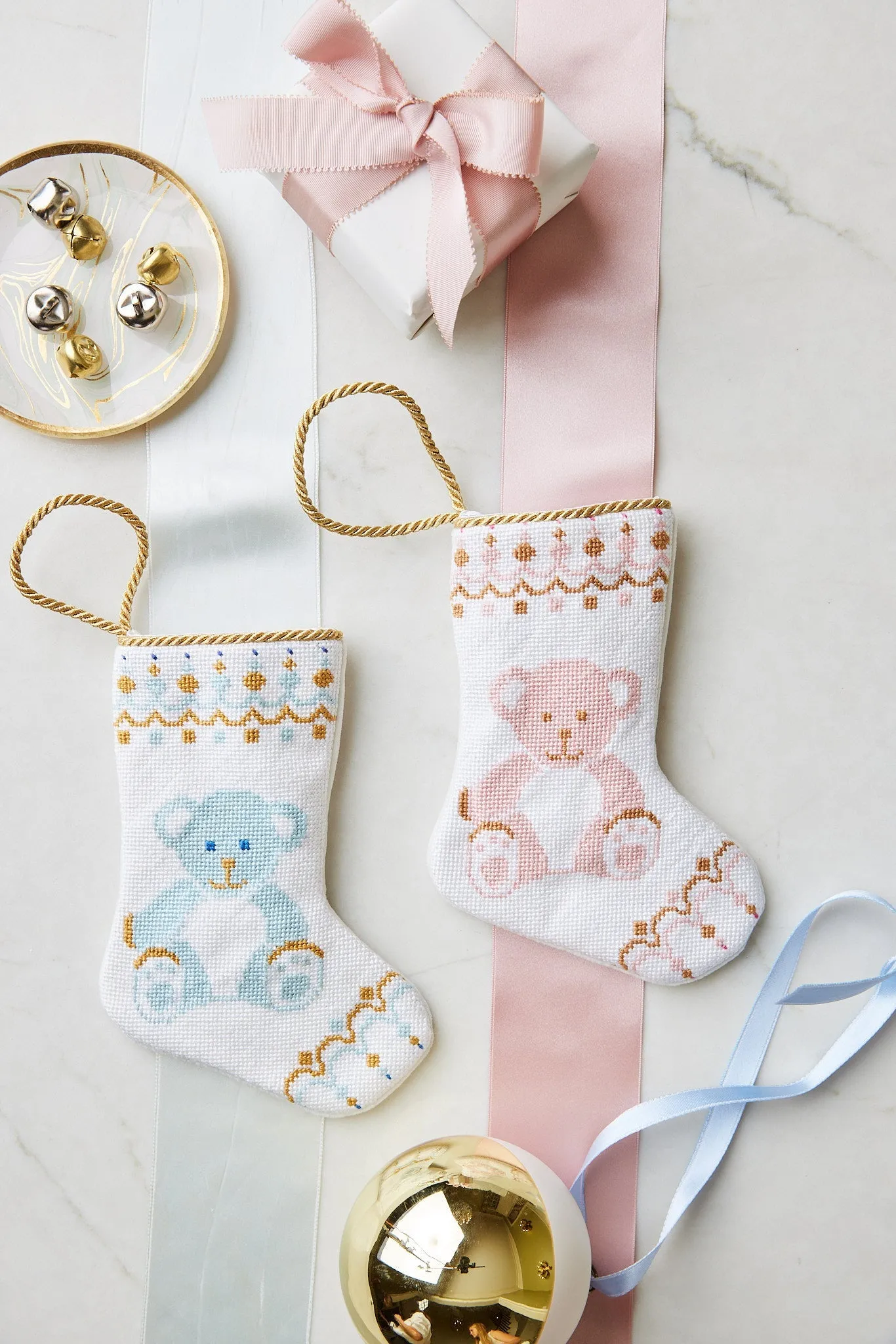 Schuler Studio Pink Bear-y Christmas Mini Stocking