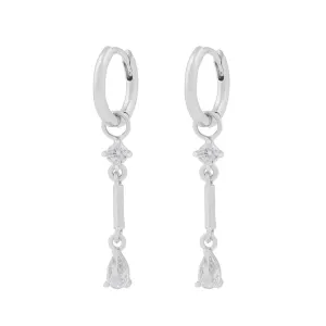 Seine Hoop Earrings with Crystal Drop Pendants | Silver Plated