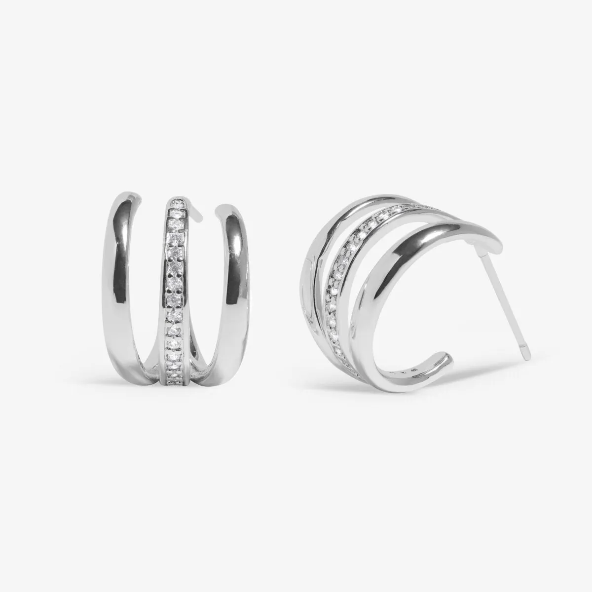 Soul Shine Pav Illusion Hoop Earrings | Silver Plated