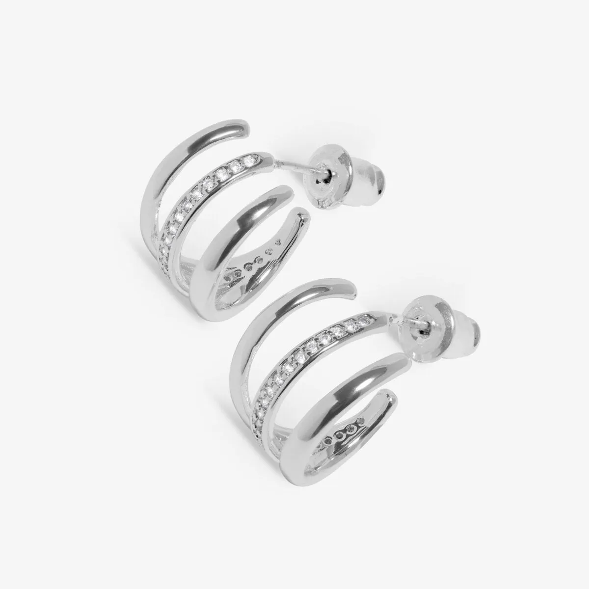 Soul Shine Pav Illusion Hoop Earrings | Silver Plated
