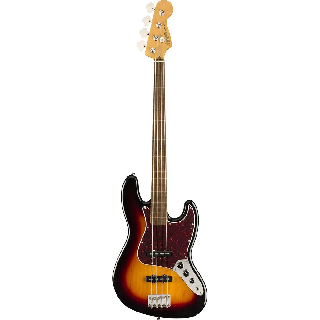 Squier Classic Vibe 60s Jazz Fretless Bass - 3 Tone Sunburst - Laurel Fretboard