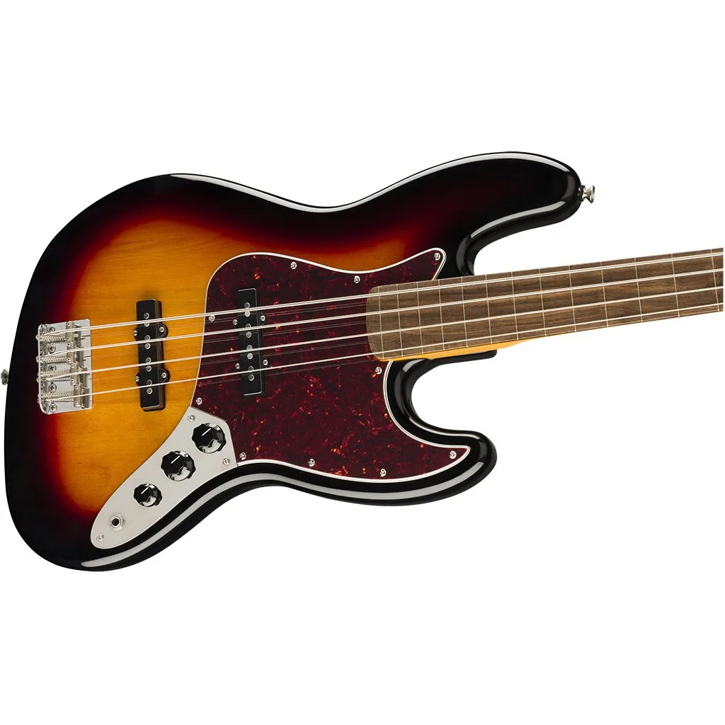 Squier Classic Vibe 60s Jazz Fretless Bass - 3 Tone Sunburst - Laurel Fretboard
