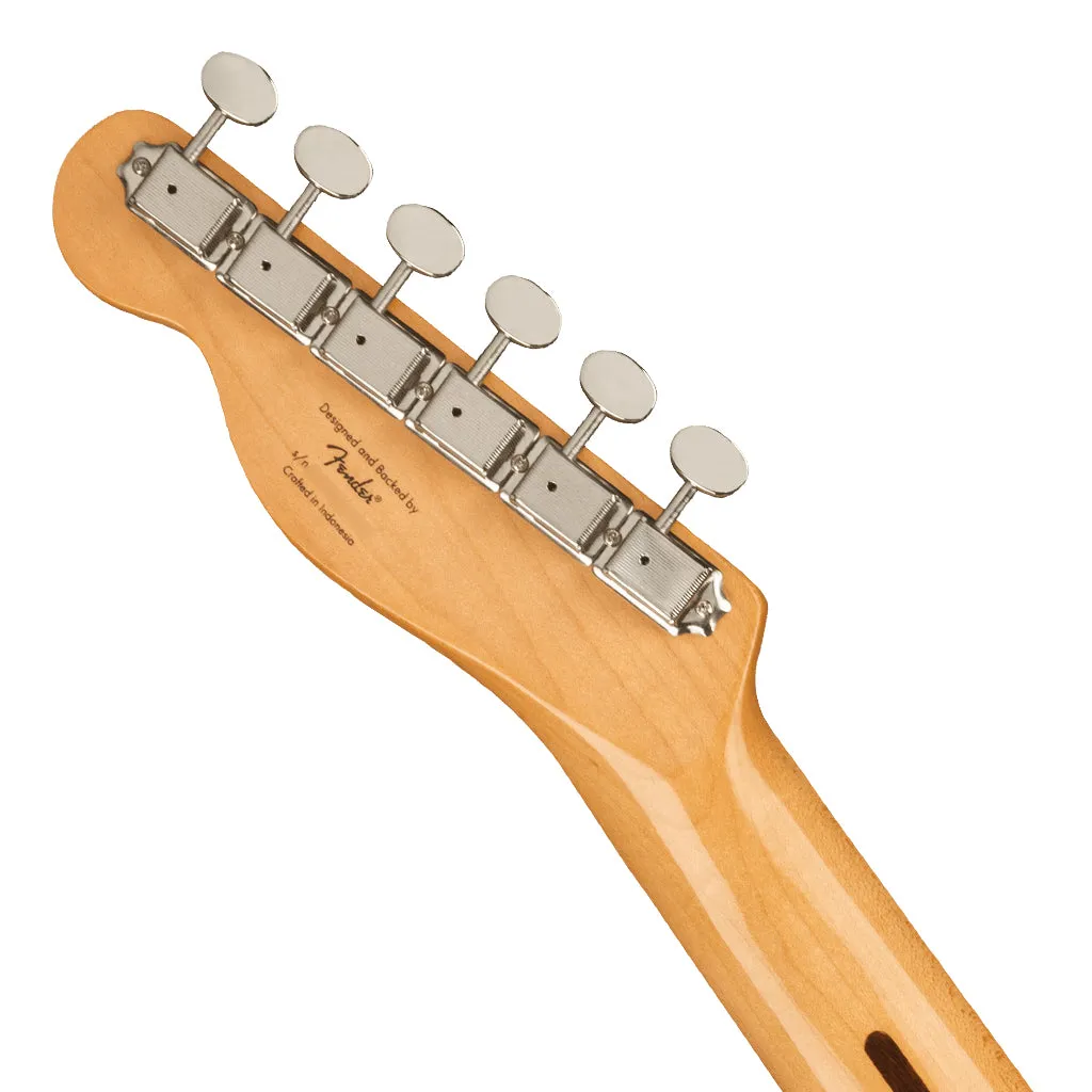 Squier FSR Classic Vibe '70s Telecaster Thinline, Maple Fingerboard with Blocks and Binding, Black Pickguard, Olympic White