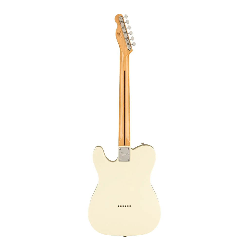 Squier FSR Classic Vibe '70s Telecaster Thinline, Maple Fingerboard with Blocks and Binding, Black Pickguard, Olympic White