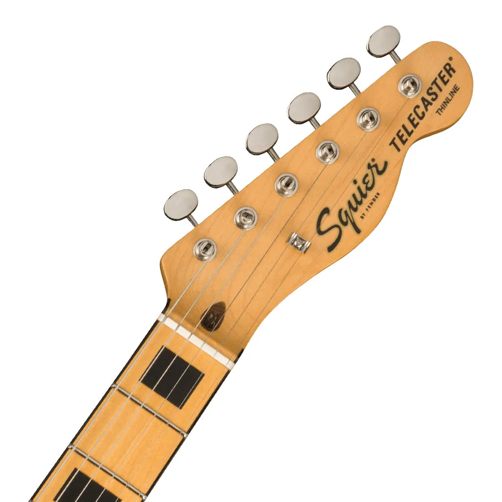 Squier FSR Classic Vibe '70s Telecaster Thinline, Maple Fingerboard with Blocks and Binding, Black Pickguard, Olympic White