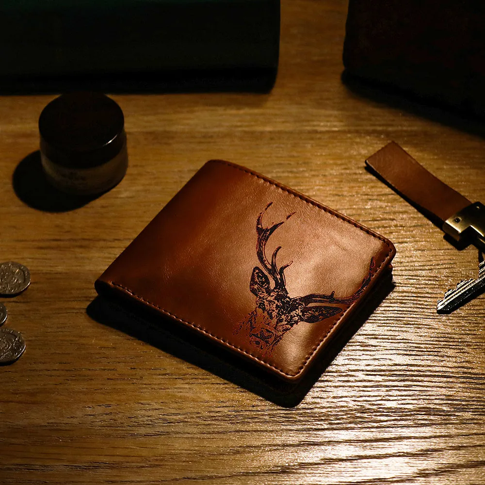 Stag Engraved Leather Wallet | Brown