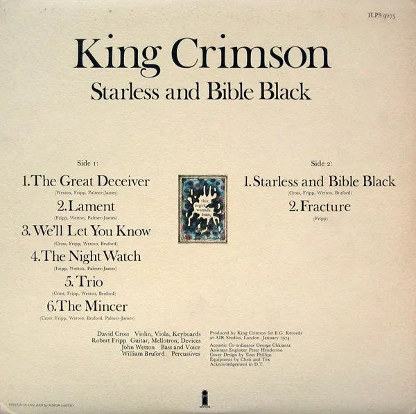 Starless And Bible Black