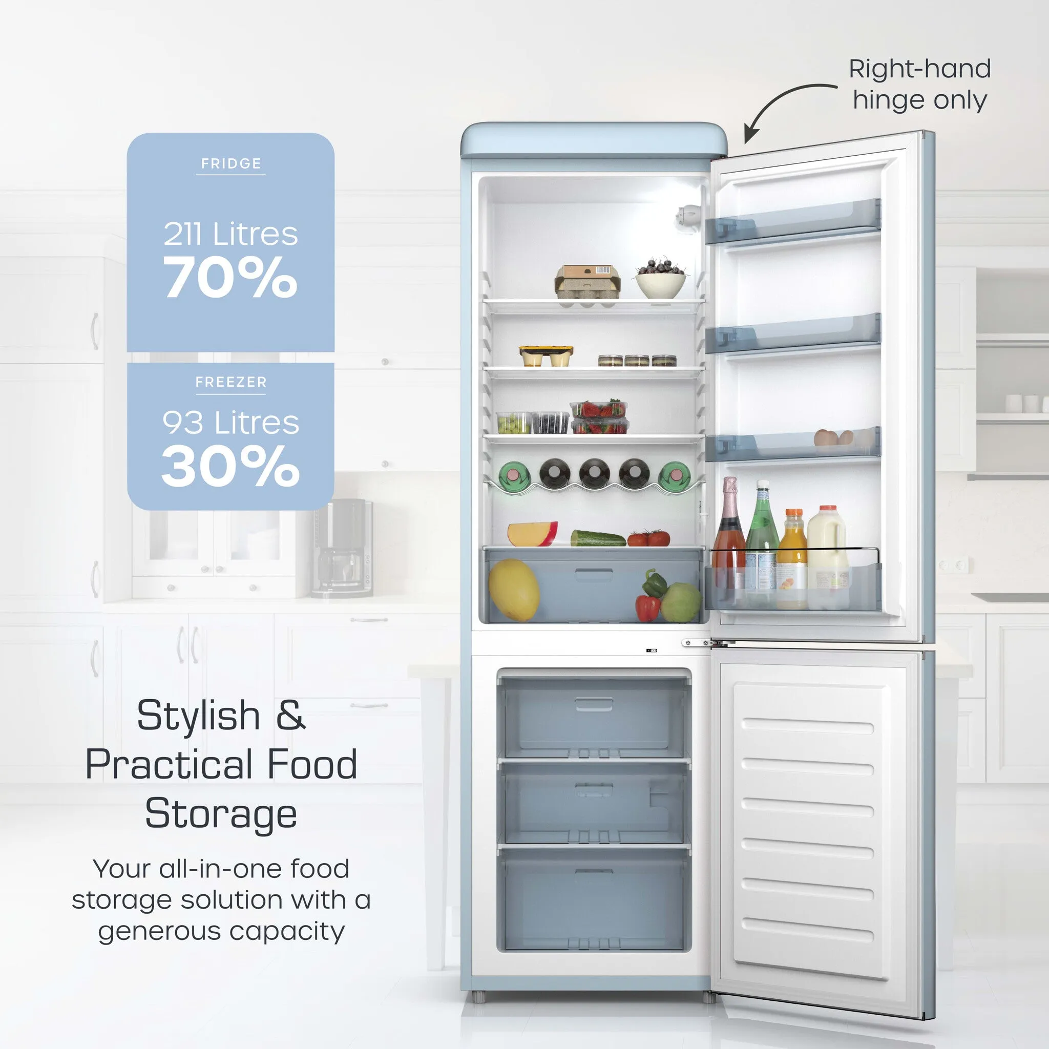 Swan SR11020BLNE fridge-freezer Freestanding 211 L E Blue