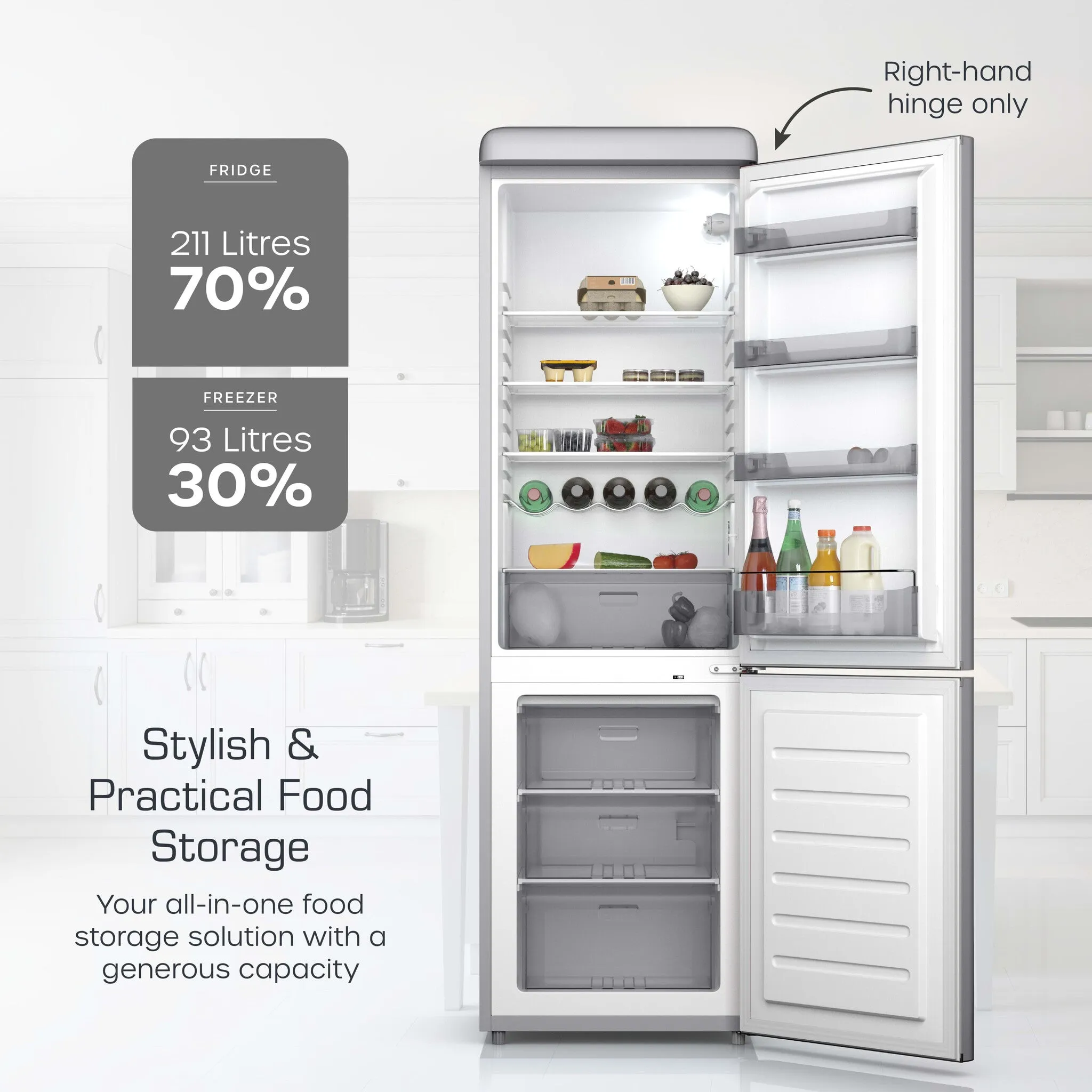 Swan SR11020GRNE fridge-freezer Freestanding 211 L E Grey