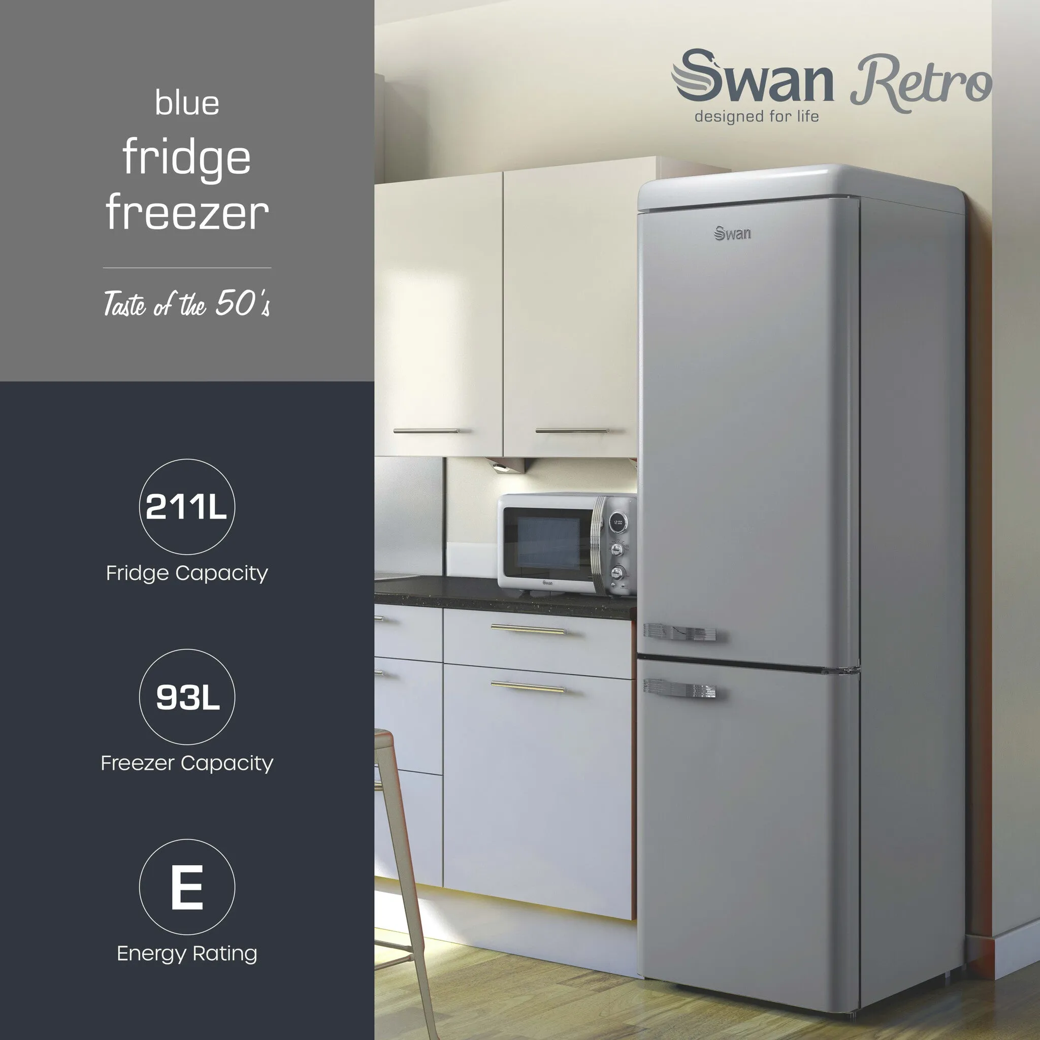 Swan SR11020GRNE fridge-freezer Freestanding 211 L E Grey