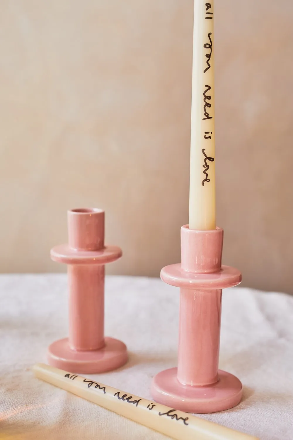 Tall Pink Candle Holder