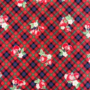 Tartan Fruits - Red and Green - Atsuko Matsuyama - 30's Collection - Yuwa