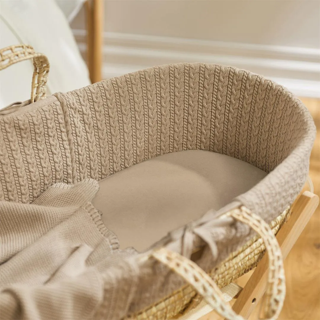 The Little Green Sheep Organic Moses Basket Fitted Sheet - Truffle