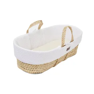 The Little Green Sheep Organic Wheat Knit Moses Basket   Mattress - White