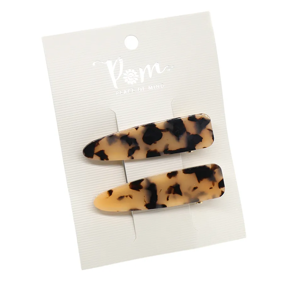 Tortoiseshell Hair Slides | Caramel/Black | Set of 2