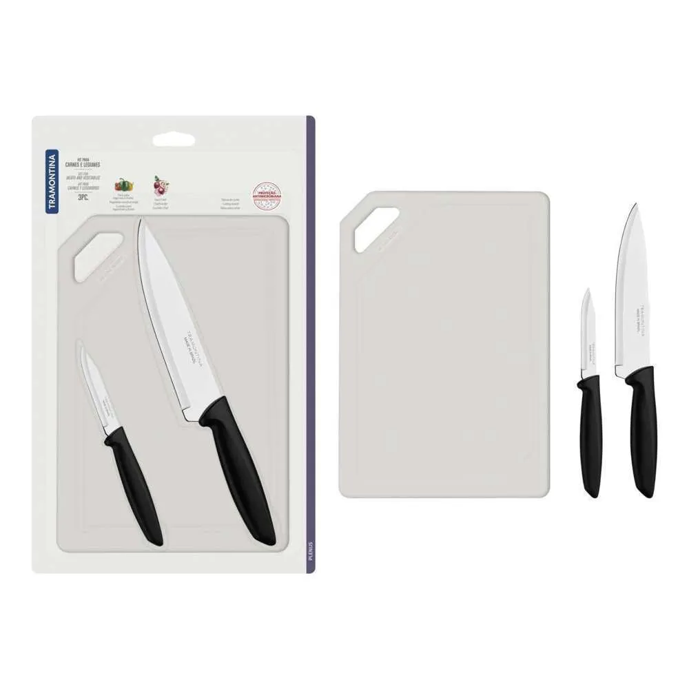 Tramontina Cutleria Plenus Knife Set 3pc PVC Board