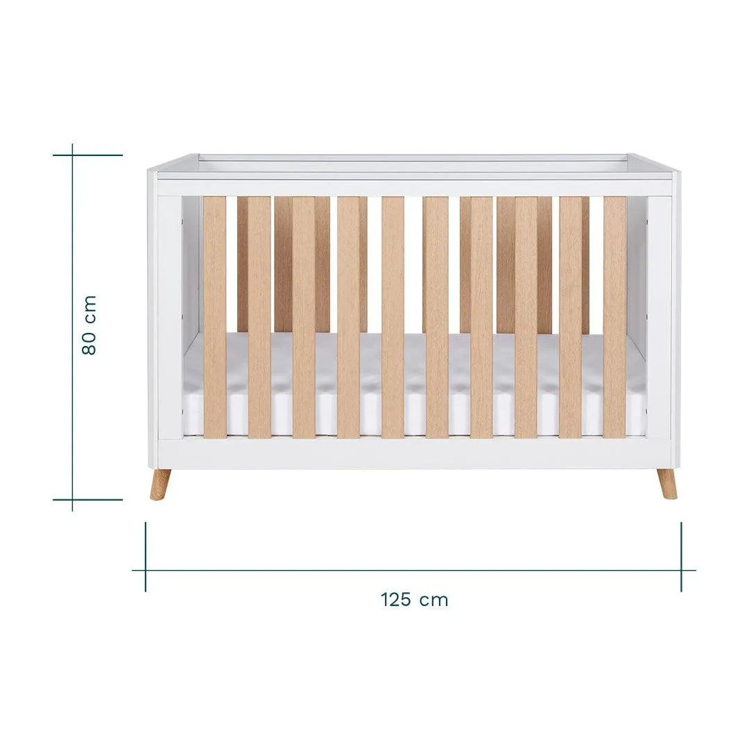 Tutti Bambini Fika Mini Cot Bed - White/Light Oak