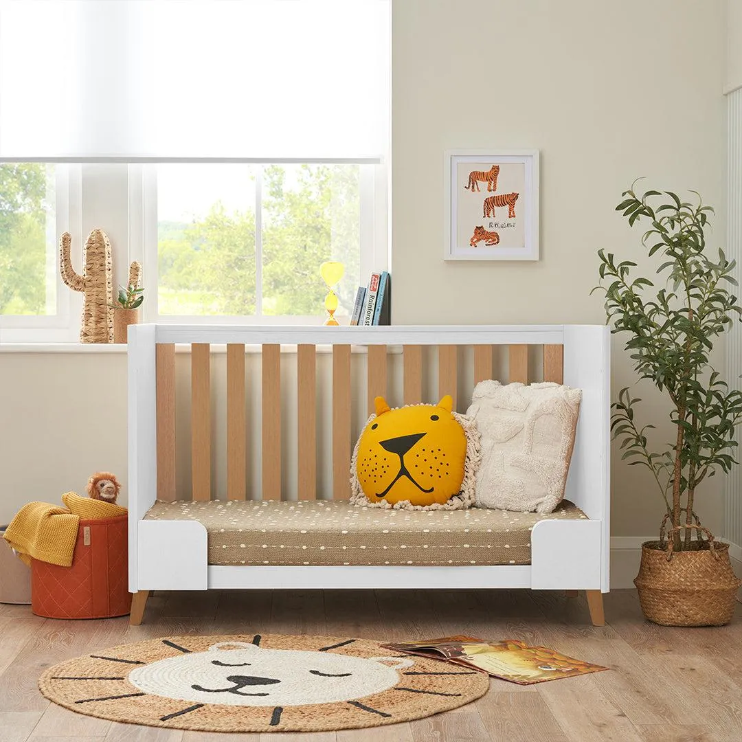 Tutti Bambini Fika Mini Cot Bed - White/Light Oak