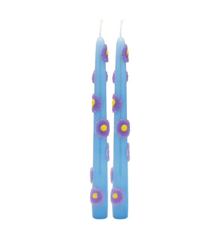 Violet Floral 3D Candle Set of 2