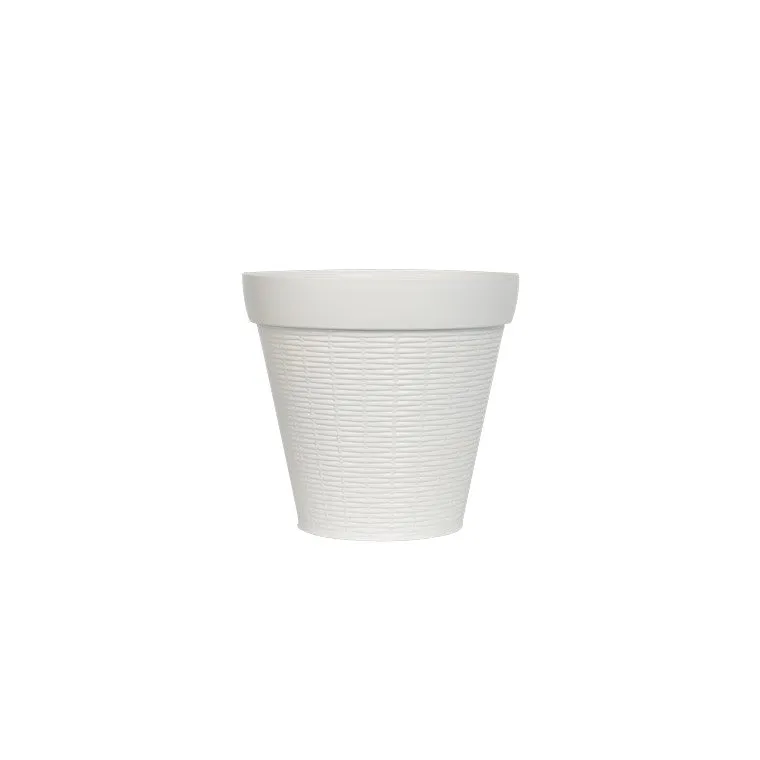 White Wicker Pot, 19cm
