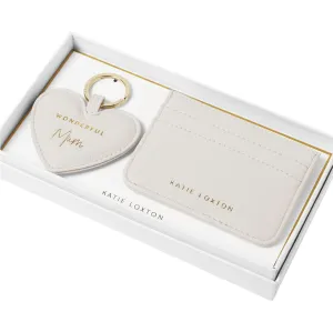 'Wonderful Mum' Heart Keyring & Card Holder | Off White