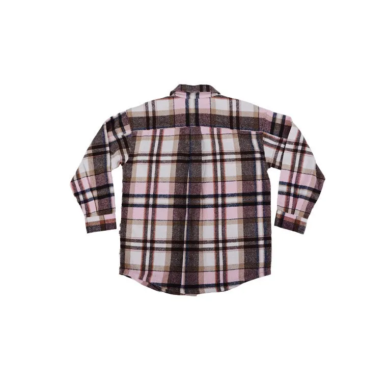 Woven Check Shacket, Rose, Size S